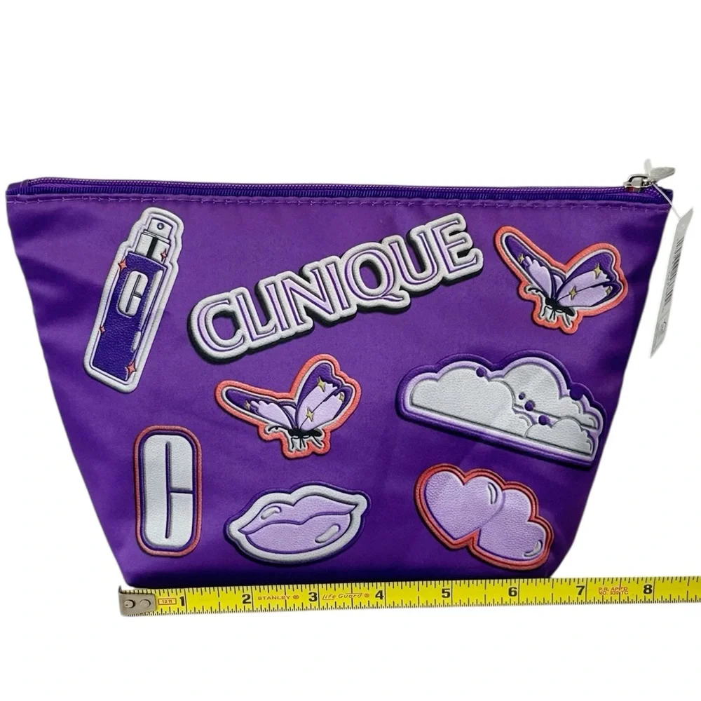 Clinique Purple & White Playful Graphic Cosmetics Bag